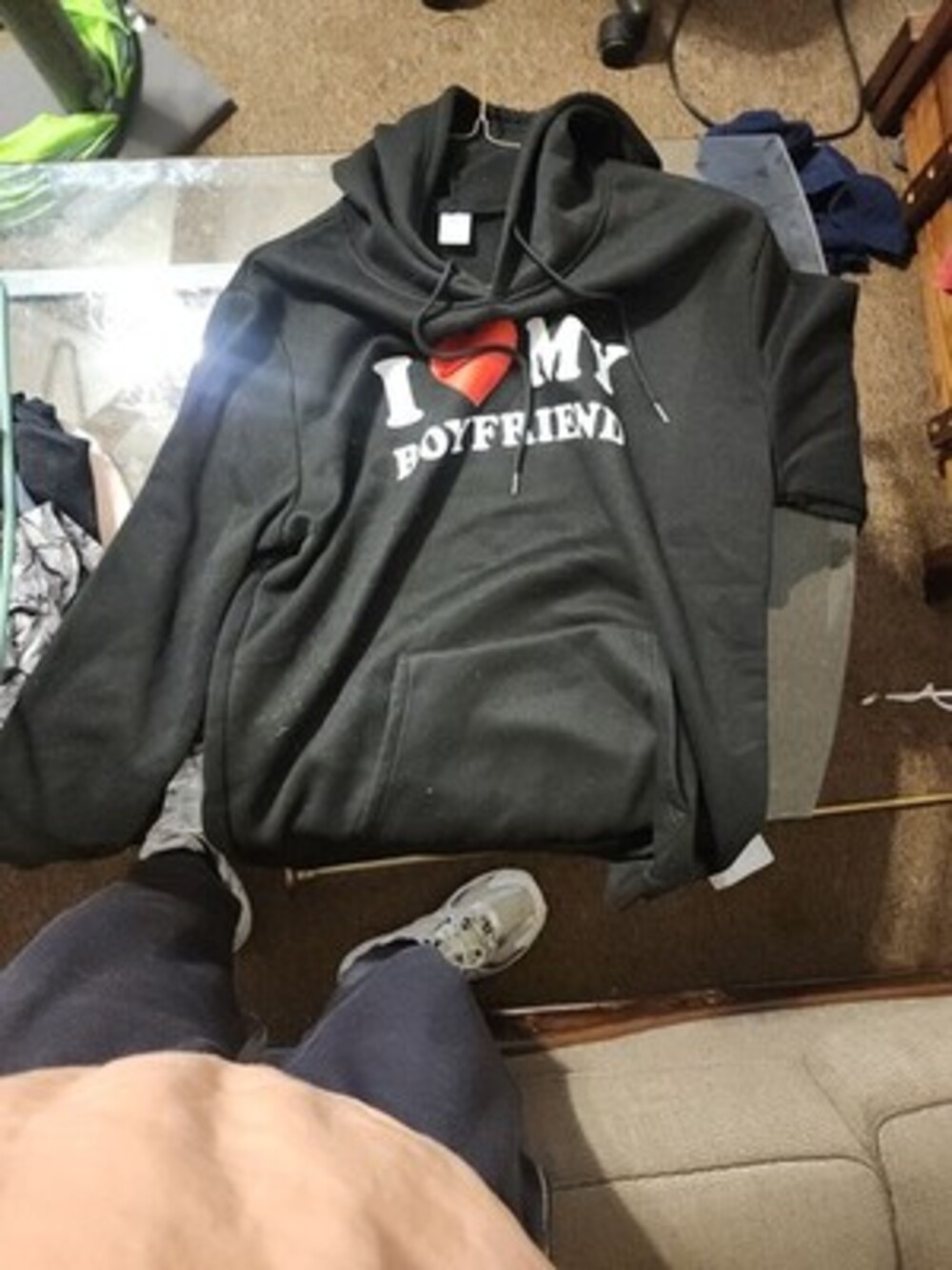 I Love My Boyfriend Black Pullover Hoodie